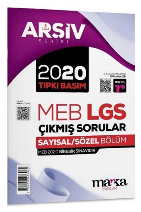 8. Sınıf Arşiv Serisi LGS 2020 Çıkmış Sorular Çözümlü Tıpkı Basım Marka Yayınları