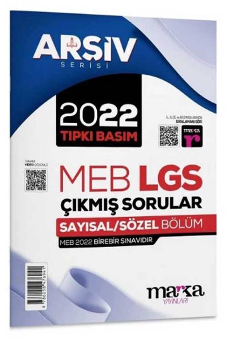 8. Sınıf Arşiv Serisi LGS 2022 Çıkmış Sorular Çözümlü Tıpkı Basım Marka Yayınları