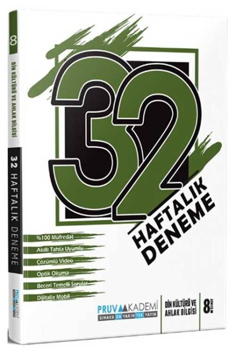 8. Sınıf Din Kültürü ve Ahlak Bilgisi 32 Haftalık Deneme Pruva Akademi Yayınları