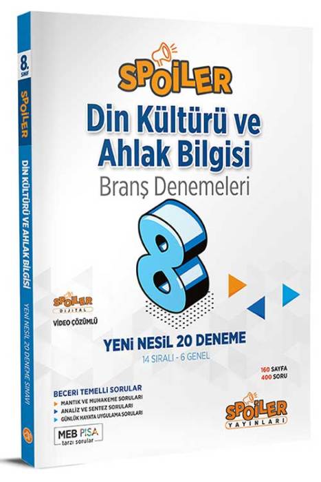 8. Sınıf 2023 Din Kültürü ve Ahlak Bilgisi Branş Denemeleri Spoiler Yayınları