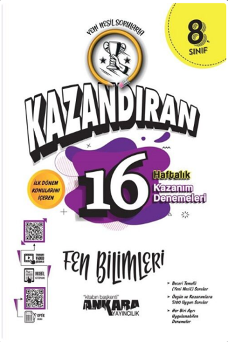 8. Sınıf Fen Bilimleri Kazandıran 16 Haftalık Kazanım Denemeleri Ankara Yayıncılık