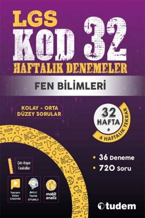 8. Sınıf Fen Bilimleri Kod 32 Haftalık Denemeleri Tudem Yayınları