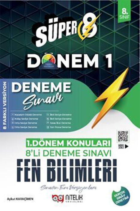 8. Sınıf Fen Bilimleri Süper 1. Dönem 8 Li Deneme Nitelik Yayınları