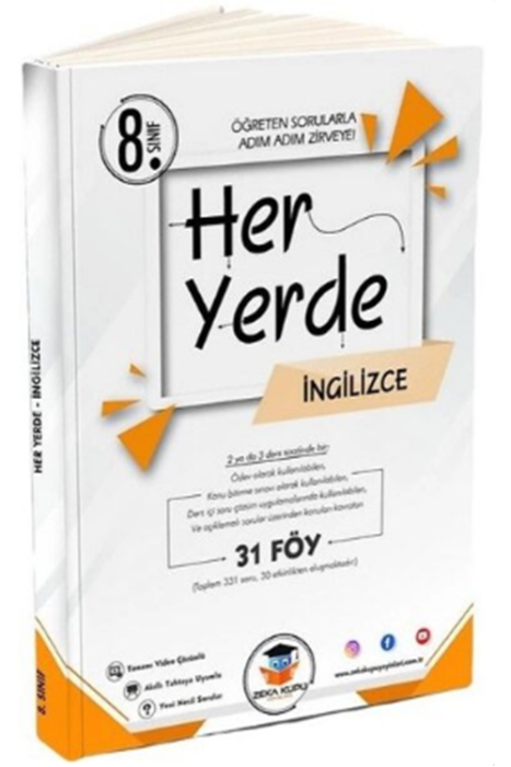 8. Sınıf Her Yerde İngilizce 31 Föy Zeka Küpü Yayınları