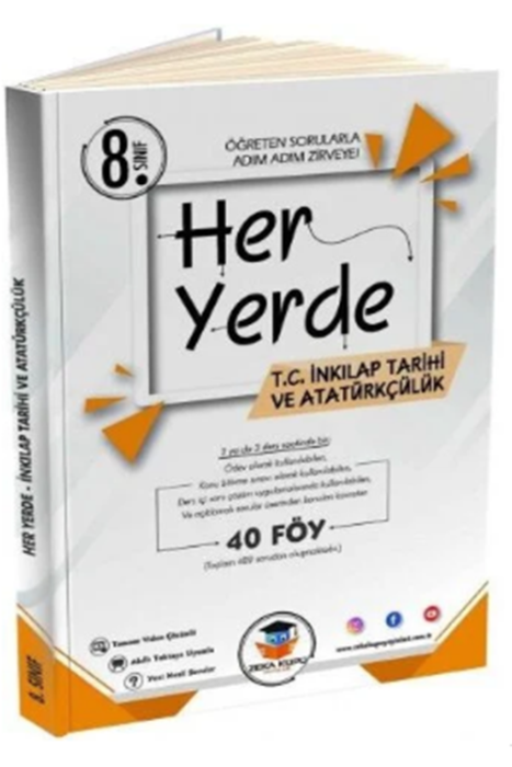 8. Sınıf Her Yerde TC İnkılap Tarihi ve Atatürkçülük 40 Föy Zeka Küpü Yayınları