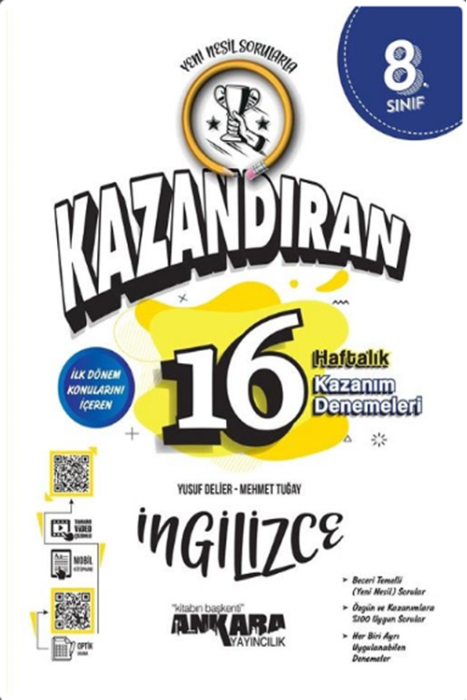 8. Sınıf İngilizce Kazandıran 16 Haftalık Kazanım Denemeleri Ankara Yayıncılık