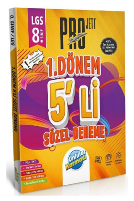 8. Sınıf LGS 1. Dönem Sözel Pro JETT 5 li Deneme Ünlüler Yayınları