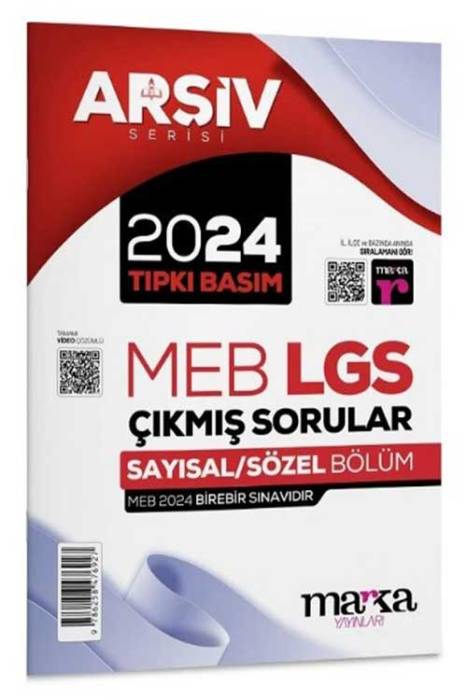 8. Sınıf LGS Arşiv Serisi 2024 Çıkmış Sorular Çözümlü Tıpkı Basım Marka Yayınları