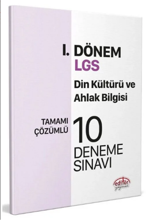 8. Sınıf LGS Din Kültürü ve Ahlak Bilgisi 1. Dönem 10 Deneme Çözümlü Editör Yayınları