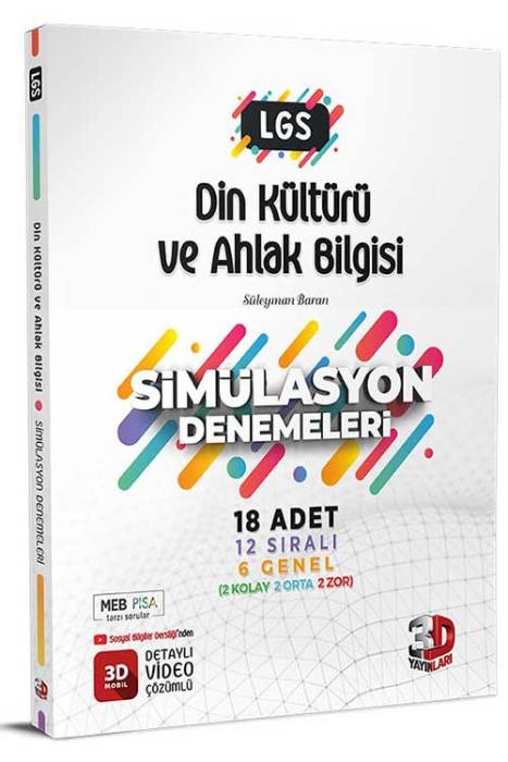 8. Sınıf LGS Din Kültürü ve Ahlak Bilgisi Simülasyon 18 Deneme 3D Yayınları