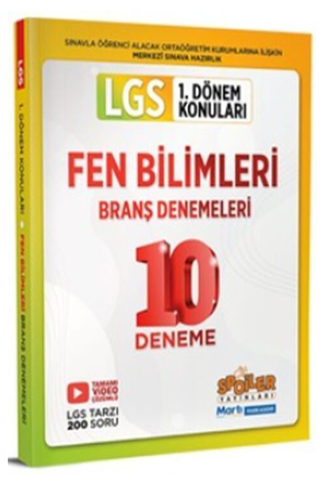 8. Sınıf LGS Fen Bilimleri 1. Dönem 10 lu Branş Deneme Spoiler Yayınları