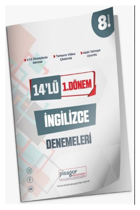 8. Sınıf LGS İngilizce 1. Dönem Pisagor 14 lü Deneme Zeka Küpü Yayınları