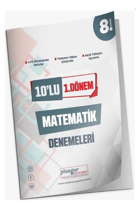 8. Sınıf LGS Matematik 1. Dönem Pisagor 10 lu Deneme Zeka Küpü Yayınları