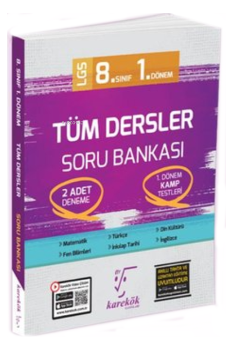 8. Sınıf LGS Tüm Dersler 1. Dönem Soru Bankası Video Çözümlü Karekök Yayınları