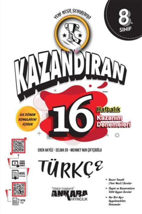 8. Sınıf LGS Türkçe Kazandıran 16 Haftalık Kazanım Denemeleri Ankara Yayıncılık