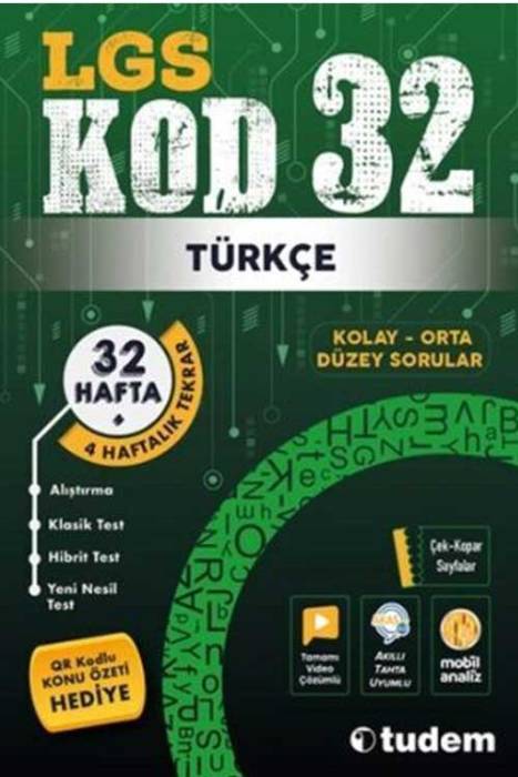 8. Sınıf LGS Türkçe Kod 32 Tekrar Testleri Tudem Yayınları