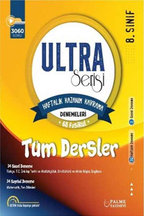 8.Sınıf Ultra Kazanım Kavrama Denemeleri 68 Fasikül Tüm Dersler Palme Yayınevi