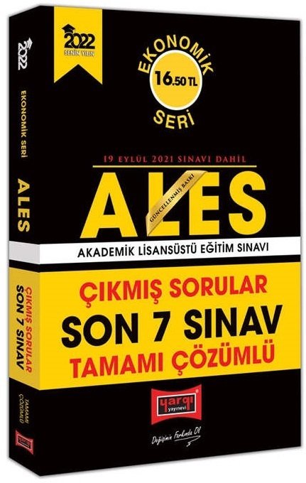 Yargı 2022 ALES Çıkmış Sorular Son 7 Sınav Çözümlü Ekonomik Seri Yargı Yayınları