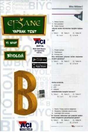 Açı 10. Sınıf EFSANE Biyoloji Çek Kopart Yaprak Test Açı Yayınları