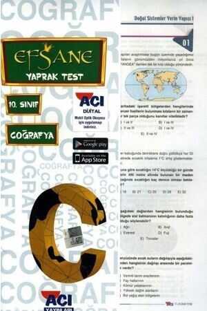 Açı 10. Sınıf EFSANE Coğrafya Çek Kopart Yaprak Test Açı Yayınları