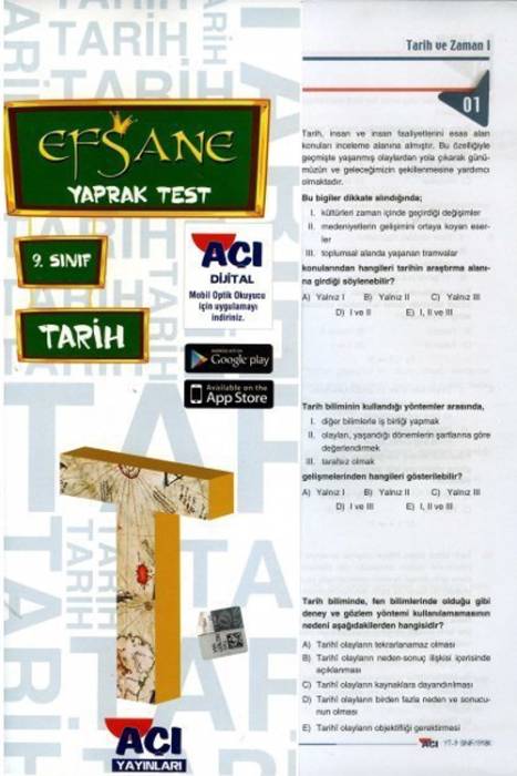 Açı 9. Sınıf EFSANE Tarih Çek Kopart Yaprak Test Açı Yayınları