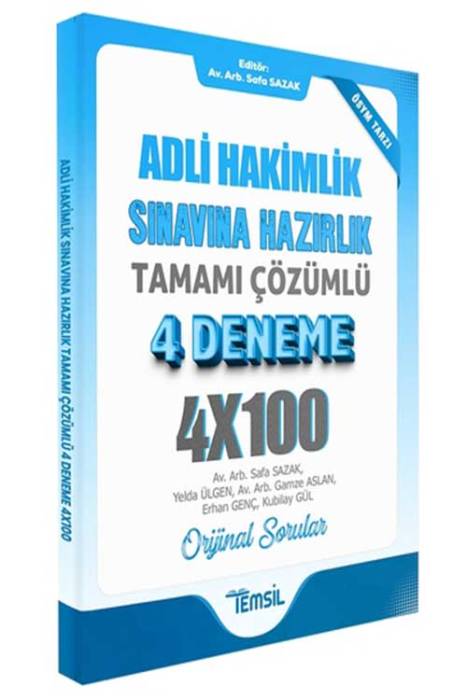 Adli Hakimlik Sınavına Hazırlık Tamamı Çözümlü 4 Deneme Temsil Kitap Yayınları