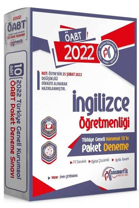 Anamorfik 2022 ÖABT İngilizce Öğretmenliği Türkiye Geneli 10 Deneme Dijital Çözümlü