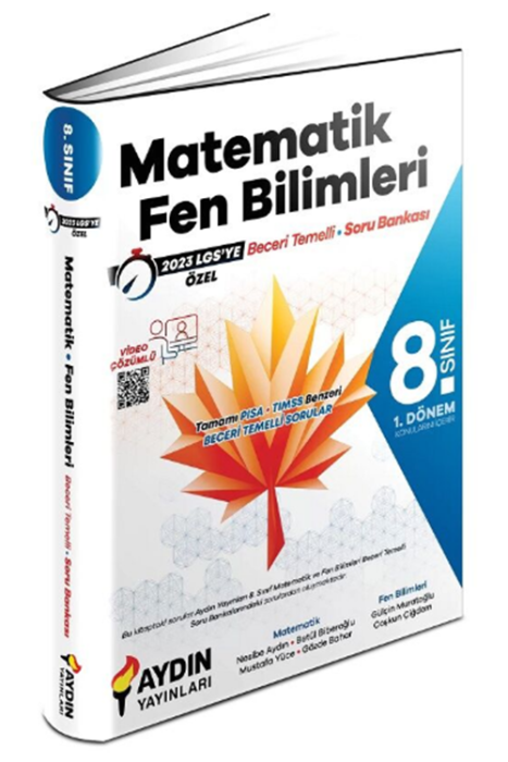 2023 8. Sınıf LGS Matematik Fen Bilimleri 1. Dönem Beceri Temelli Soru Bankası Aydın Yayınları