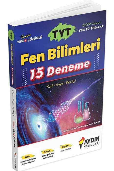 Aydın YKS TYT Fen Bilimleri 15 Deneme Video Çözümlü Aydın Yayınları