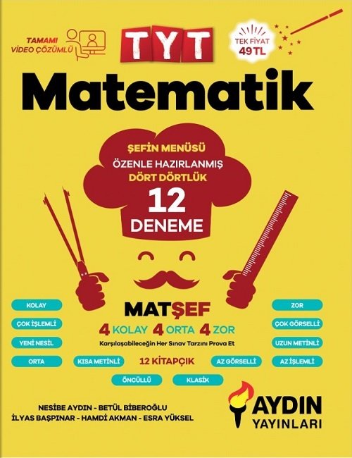 Aydın YKS TYT Matematik Matşef 12 Deneme Video Çözümlü Aydın Yayınları