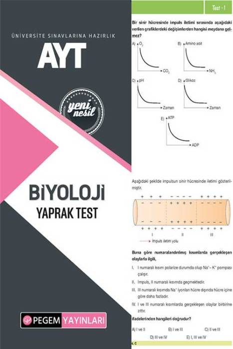 AYT Biyoloji Yaprak Test Pegem Akademi Yayınları