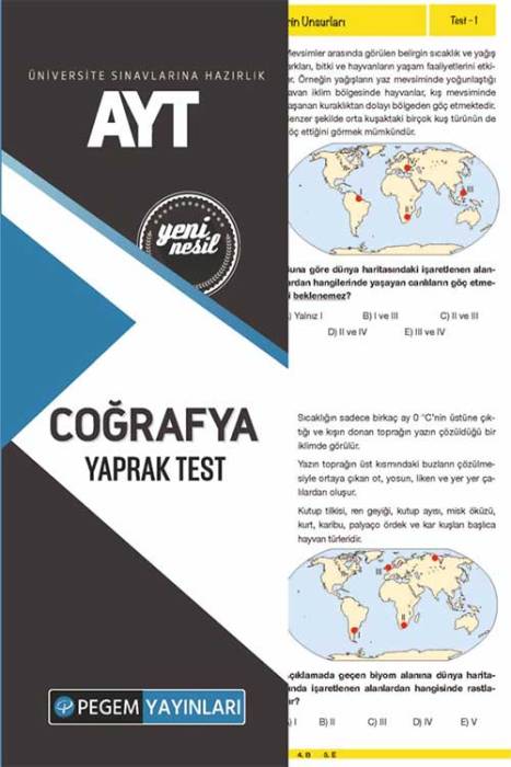 AYT Coğrafya Yaprak Test Pegem Akademi Yayınları