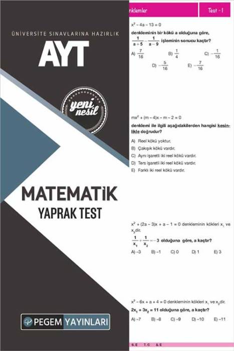 AYT Matematik Yaprak Test Pegem Akademi Yayınları