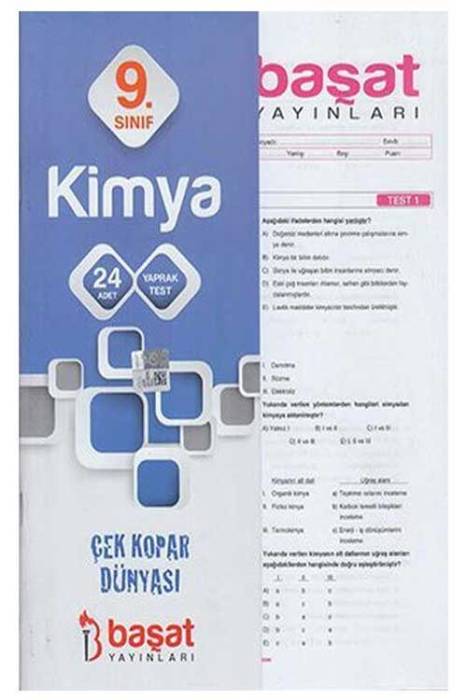 Başat 9. Sınıf Kimya 24 Yaprak Test Başat Yayınları