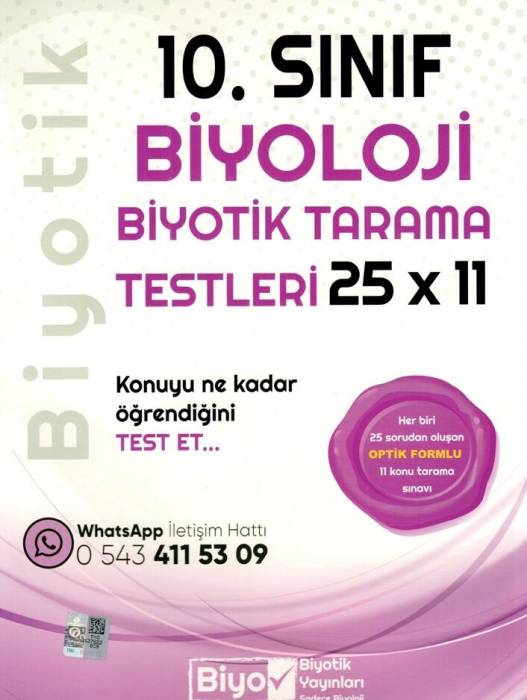 Biyotik 10. Sınıf Biyoloji 25 x 11 Biyotik Tarama Testleri Biyotik Yayınları