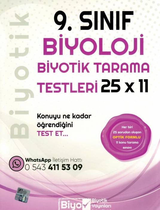 Biyotik 9. Sınıf Biyoloji 25 x 11 Biyotik Tarama Testleri Biyotik Yayınları