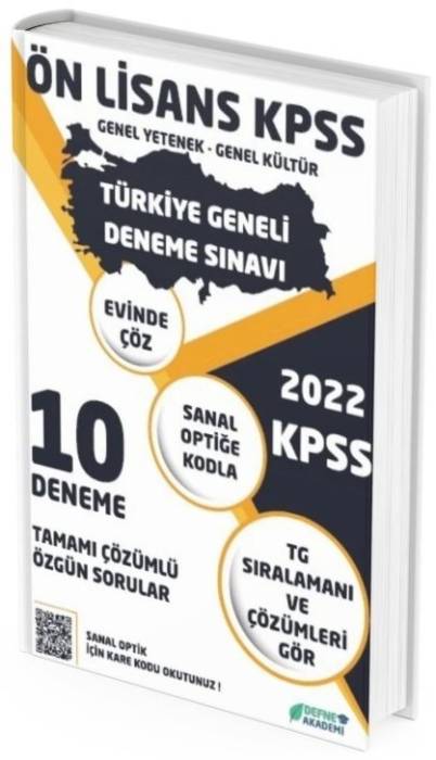 Defne Akademi 2022 KPSS Ön Lisans Genel Yetenek Genel Kültür Türkiye Geneli 10 Deneme Defne Akademi Yayınları