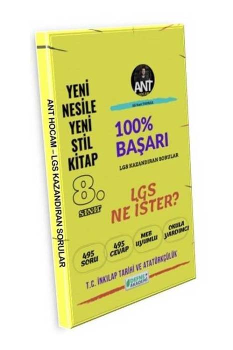 Defne Akademi 8. Sınıf LGS TC İnkılap Tarihi ve Atatürkçülük Soru Bankası - Ant Hocam Defne Akademi Yayınları