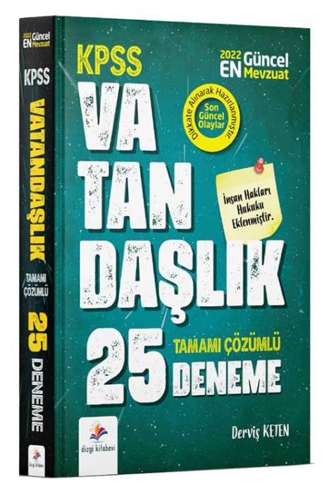 Dizgi Kitap 2022 KPSS Vatandaşlık 25 Deneme Çözümlü - Derviş Keten Dizgi Kitap