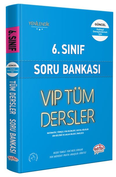 Editör 6. Sınıf VIP Tüm Dersler Soru Bankası Mavi Kitap Editör Yayınları