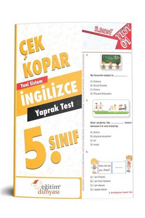 Eğitim Dünyası 2020 5. Sınıf İngilizce Çek Kopar Yaprak Test Eğitim Dünyası Yayınları