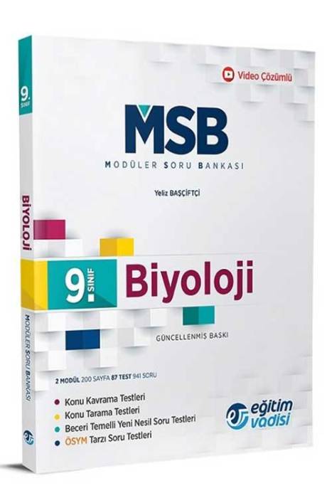 Eğitim Vadisi 9. Sınıf Biyoloji MSB Modüler Soru Bankası Video Çözümlü Eğitim Vadisi Yayınları