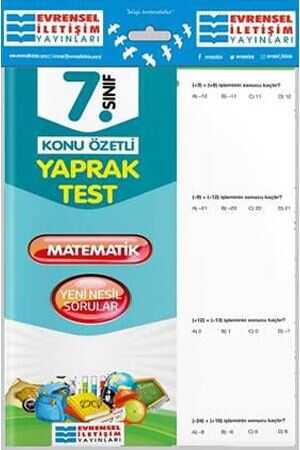 Evrensel 7. Sınıf Matematik Konu Özetli Yaprak Test Evrensel İletişim Yayınları