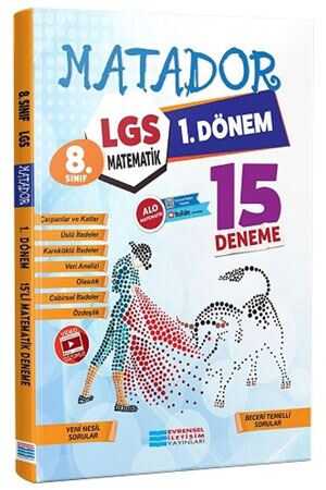 Evrensel İletişim 8. Sınıf LGS 1.Dönem Matematik Matador 15 li Deneme Video Çözümlü Evrensel İletişim Yayınları