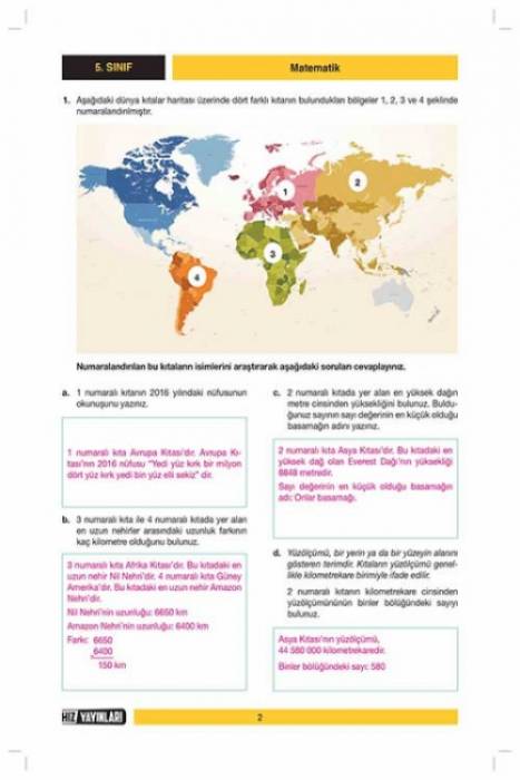 Hız 5. Sınıf (ÇAK) Çalışma ve Araştırma Kitabı Hız Yayınları