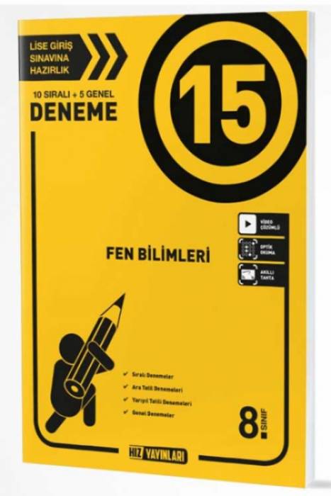 Hız 8. Sınıf Fen Bilimleri 15 Deneme Hız Yayınları