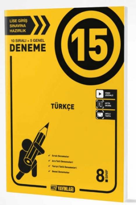 Hız 8. Sınıf Türkçe 15 Deneme Hız Yayınları