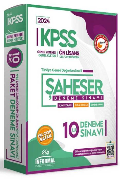 2024 KPSS Ön Lisans-Ortaöğretim GYGK ŞAHESER Türkiye Geneli Kurumsal 10’lu Dijital Çözümlü Paket Deneme İnformal Yayınları