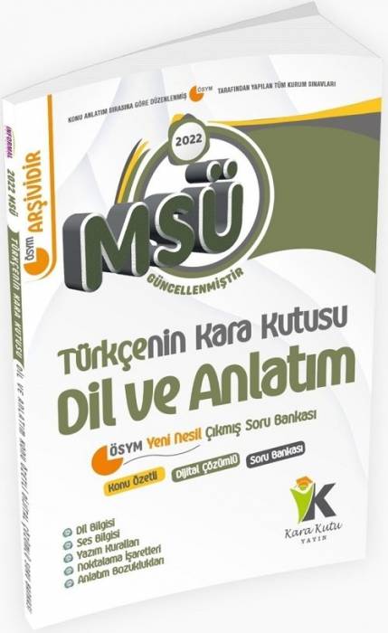 2022 MSÜ Türkçenin Kara Kutusu Dil ve Anlatım Konu Özetli Çıkmış Soru Bankası Kara Kutu Yayınları