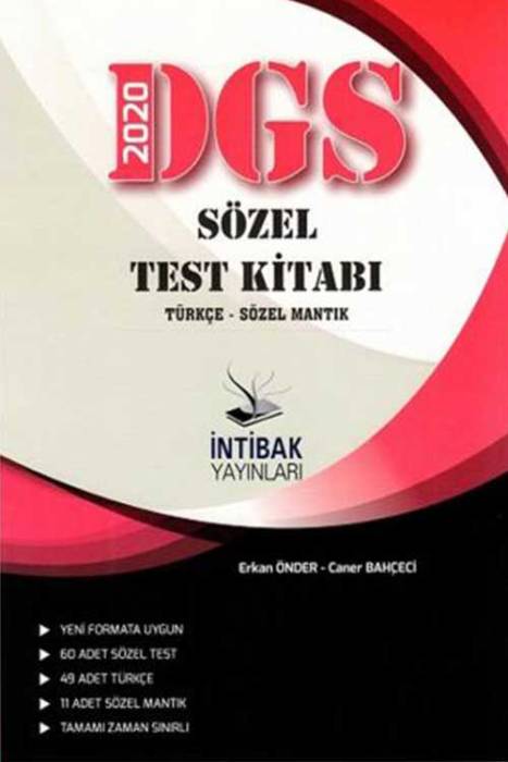 İntibak DGS Sözel Test Kitabı İntibak Yayınları